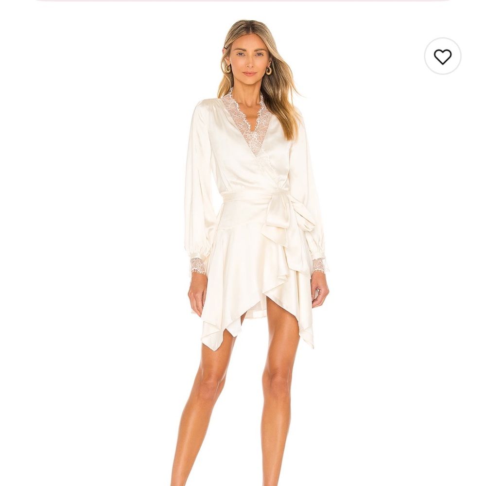 Lovers + Friends Cream Long Sleeve Wrap Dress